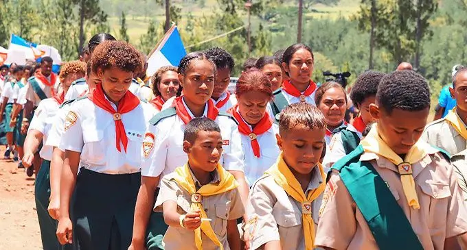 Participants of the the 12th Fiji Mission Pathfinder Camporee during its opening at the campsite in Naravuka in Seaqaqa, Macuata. Photo: The Promise - 12th Fiji Mission Pathfinder Camporee 2023