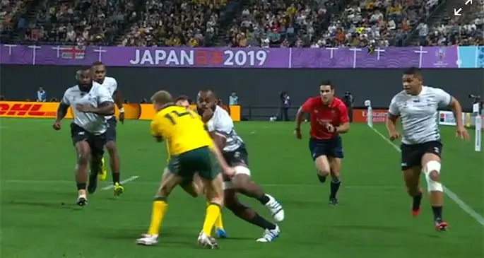 The clash between Australian Hodge and Peceli Yato. 