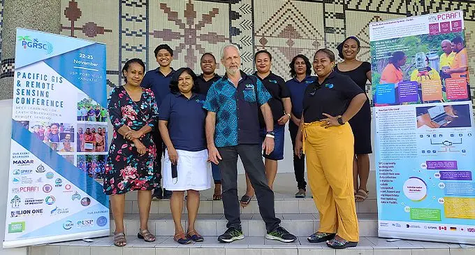 Members and organisers of Pacific GIS and Remote Sensing Council at the University of the South Pacific Laucala Campus on November 23, 2021.
