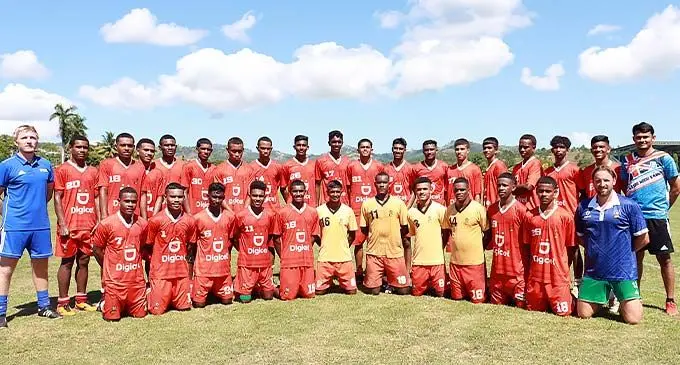 Digicel Fiji Under-17 football team with their officials at the Ba Football Academy on December 14, 2022. Photo: Fiji FA Media
