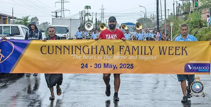 Residents take part in the Cunningham Family Week march past on May 24, 2025. Photo: Police Media Cell