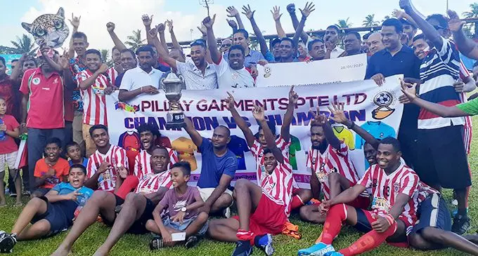 Labasa celebrate winning the Pillay’s Garment Champion versus Champion at Ratu Cakobau Park, Nausori on January 26, 2020. Photo: Simione Haravanua