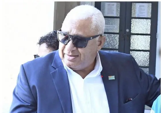 Former Prime Minister Voreqe Bainimarama outside the High Court in Suva.