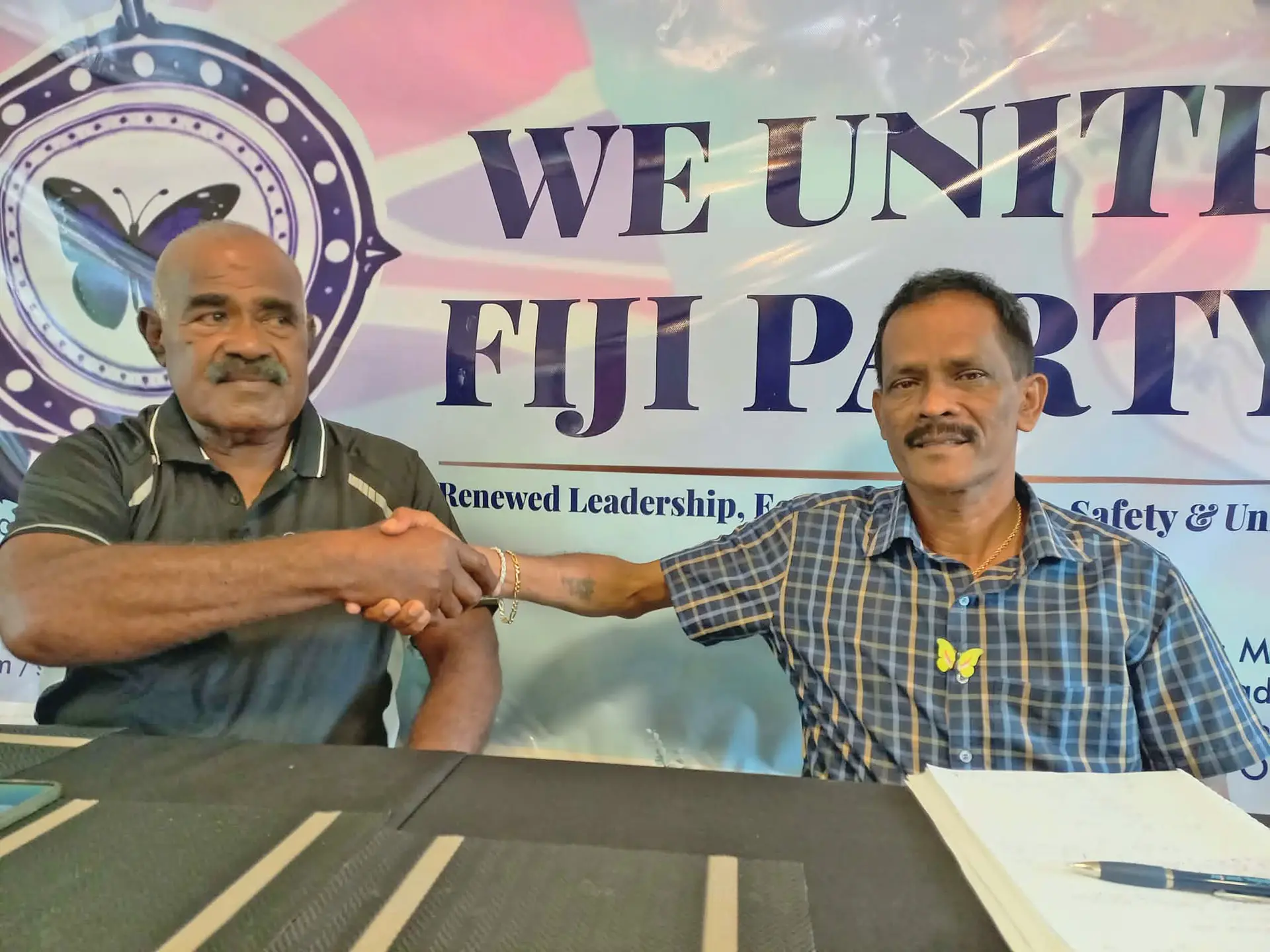 From Left: We Unite Fiji party president Ruveni Nadalo and general secretary Satish Kumar