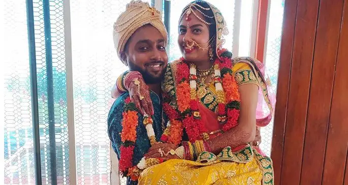 Rohitesh Prasad and his newly-wedded wife Saleshni Vandana after their wedding on October 23, 2019