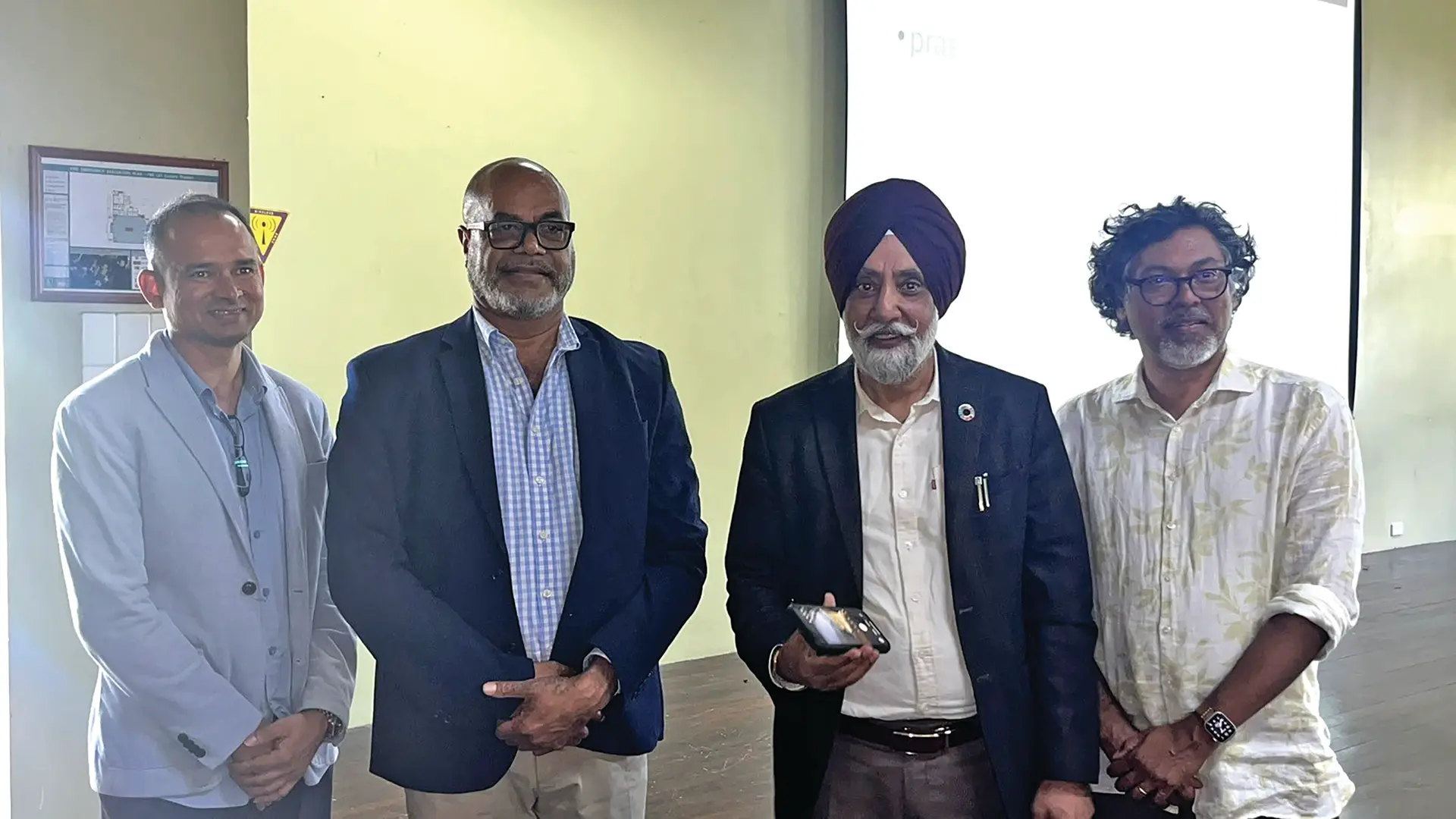 From left: Associate Professor of Economics Baljeet Singh, Permanent Secretary for Employment, Productivity and Workplace Relations Maretino Nemani, Professor and Head of the School of Business and Management Gurmeet Singh, and Head of Education and Training Naren Prasad on July 15, 2026.