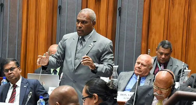 Attorney-General and Minister for Justice, Siromi Turaga, in Parliament. Photo: Parliament of Fiji