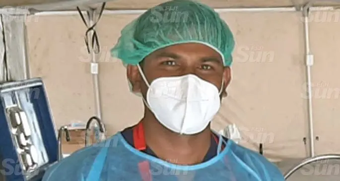 Dr Adniel Chand inside the FEMAT field hospital in Lautoka. Photo: Salote Qalubau
