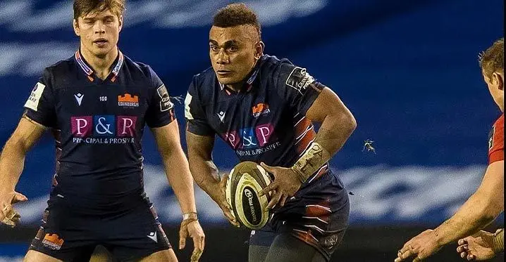 The Sledgehammer.... Eroni Sau (with ball) during his time at the Edinburgh club, Scotland in 2021.