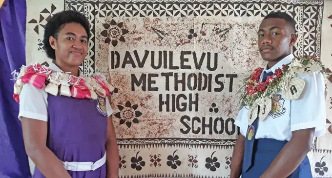 Davuilevu Methodist High School Headgirl Wilita Bosenakadavu and headboy Verani Nakauyaca during their prefection induction at their school on February 1, 2019. Photo: WATI TALEBULA