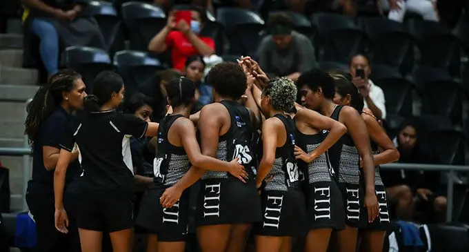 Fijian Pearls before playing Tonga in the PacificAus Sports Netball Series grand final in Australia, today. Photo: Netball Fiji 