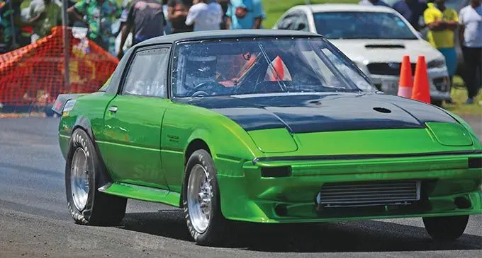 A car on the track ready to go during the quarter mile Pacific Energy drag race at the Nanuku Airstrip in Pacific Harbour, Deuba, on November 14  2021. Photo: Leon Lord