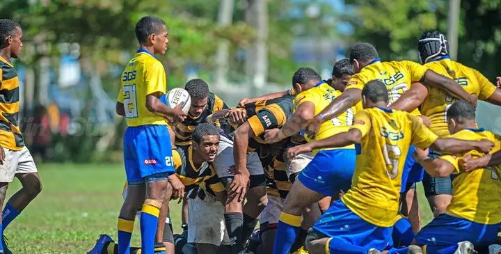 Action from the Vodafone Fiji Secondary Schools Rugby Union Southern Zone Under-17 match between Suva Grammar School and Lami High School at Suva Grammar School grounds on June 14, 2025. Photo: Josua Buredua