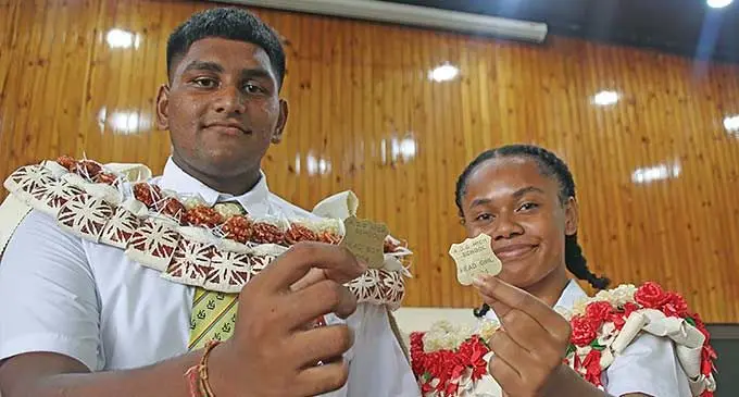 Assemblies of God High School head boy Jasen Lal and head girl Mary Rokomulo.