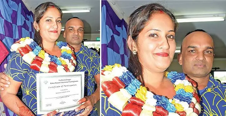 Graduate Manisha Prasad with her husband Ritesh Prasad on July 19, 2023. Photo: Ronald Kumar