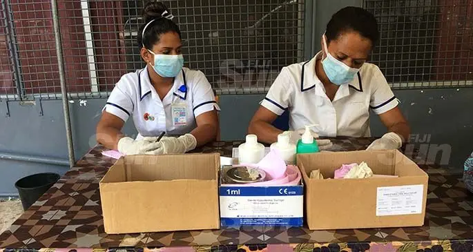 Health professionals at the fever clinic in Nasea Health Centre in Labasa on March 27, 2020. Photo: Renu Radhika