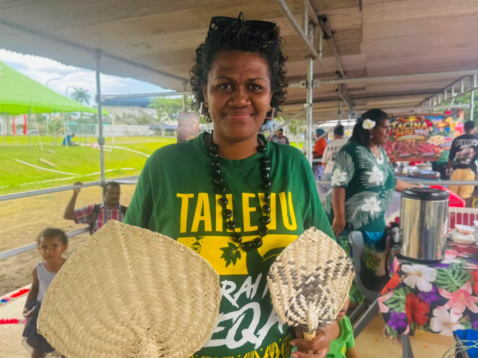 Mereani Ikaniruru with her handmade fan during the SPBD market day in Suva on October 30, 2026. 