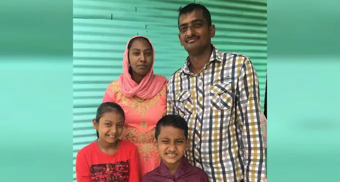 Iqbal Hussain with his wife Farzana Khan, daughter Shamiyana Hussian and son Izaan Hussain at their home in Vunimoli, Labasa on August 1, 2020. Photo: Renu Radhika