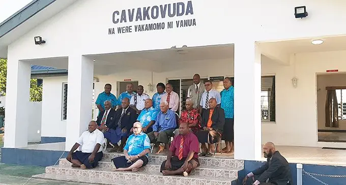 Members of the Ba Provincial Council,Ba Provincial Holdings Company Limited and Bose Ni Momo in Viseisei village,Vuda in Lautoka on July 30, 2020.  Photo: Salote Qalubau 