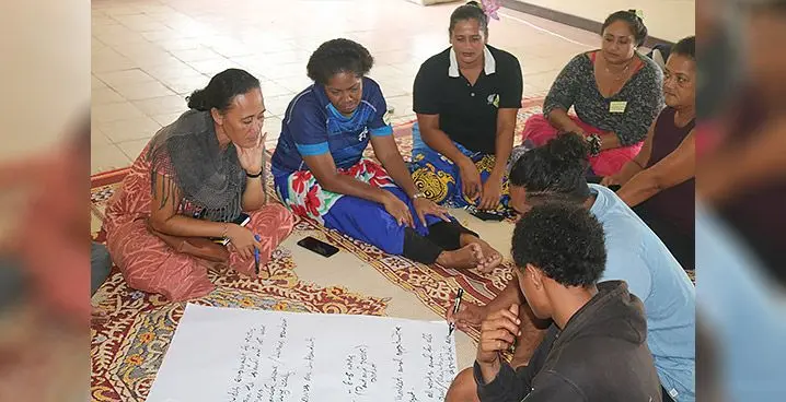 Rotuma Womens Association group discussion during their SME training in Rotuma.