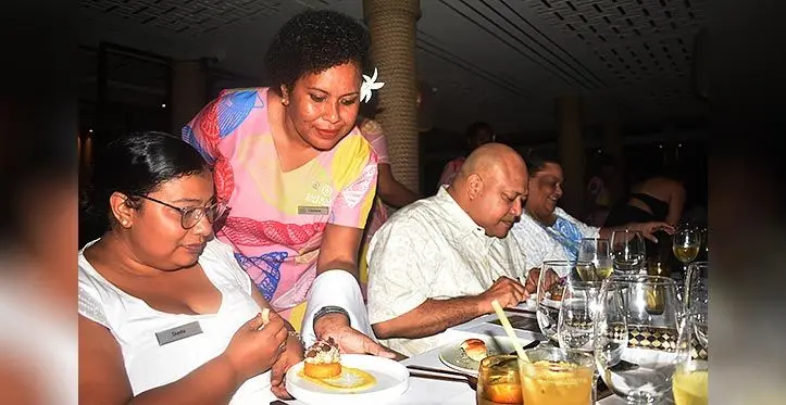 Guests enjoying Matt Moran’s three-course dinner. Photo: Waisea Nasokia