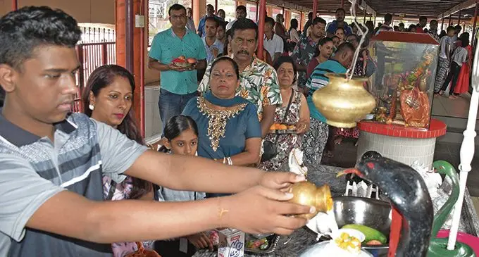 Hundreds of Hindu devotees began the New Year with prayer for peace and prosperity for everyone at Shiv Temple on January 1, 2021.  Photo: Ronald Kumar