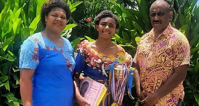 Proud parents Timoci Ravanua Qele and Maria Moceilovoni with their daughter Alumeci Rakatia Ravanua Qele on December 7, 2022.