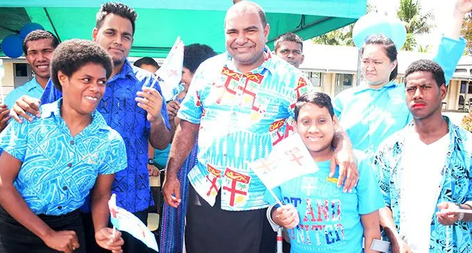 Fiji Vocational Technical and Training Centre for Persons with disability (FVTTCPD) Principal, Kemueli Musunamasi with students while celebrating World Teachers Day and Fiji Day at the centre in Suva on October 6, 2022. Photo: Ronald Kumar