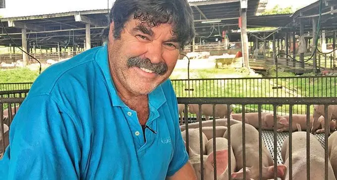 Simon Cole and his stock at Vuda Pork.  