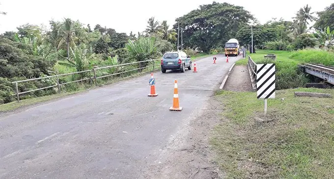 Navutu Bridge on Navutu Street in Lautoka has been reduced to one lane. Photo: Fiji Roads Authority