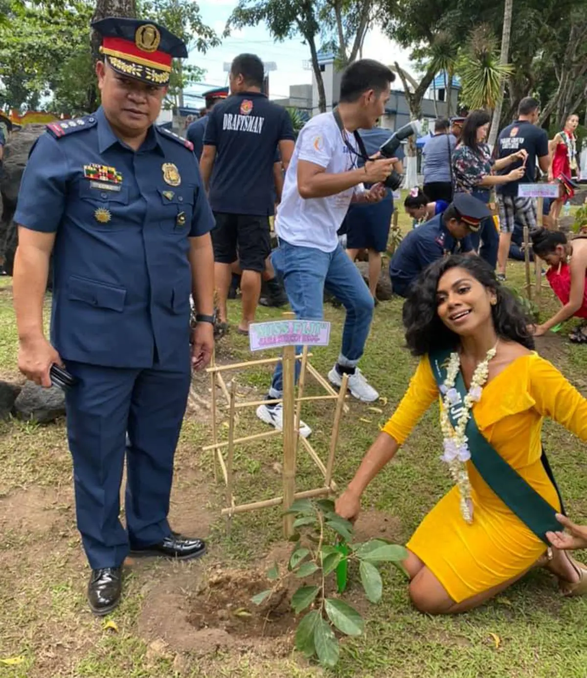 Like the other Miss Earth contestants, Miss Earth Fiji Zaira Begg plants a tree in Manila in the Philippines.