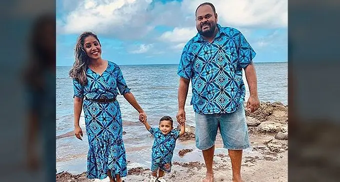 From left: Beverley Balisha, Aiden Chand (son) and Akaash Chand.