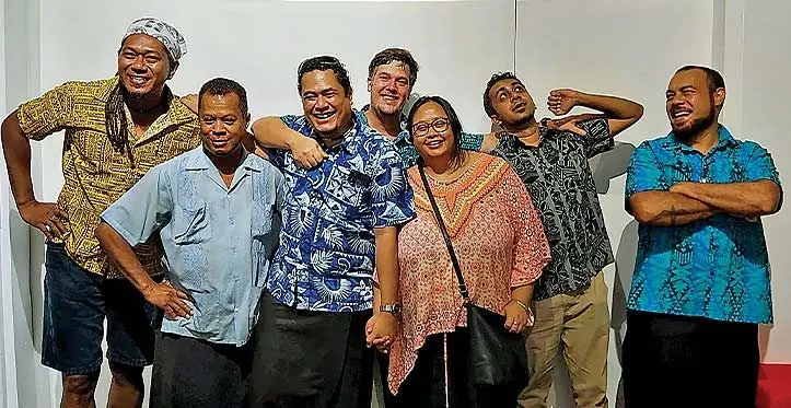Local film director, Tumeli Tuqota Jr, (third from left- blue bula shirt) and the film crew that made the animation film Soli Bula a success.