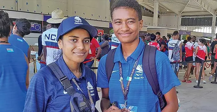 Our Taekwondo silver medallist (from left) Tanisha Chand with Lolohea Naitasi in Honiara, Solomon Islands. Photo: Waisea Nasokia