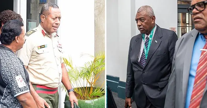RFMF Commander Major-General Ro Jone Kalouniwai and Minister for Home Affairs Pio Tikoduadua.