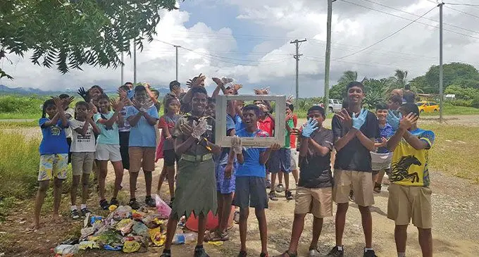 Students of Korovuto Primary School during their campaign in Nadi on February 22, 2023. Photo: Waisea Nasokia