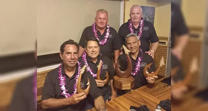 Team Fiji members with their prizes after winning the Pacific Cup in a gamefishing competition in Kona, Hawaii.