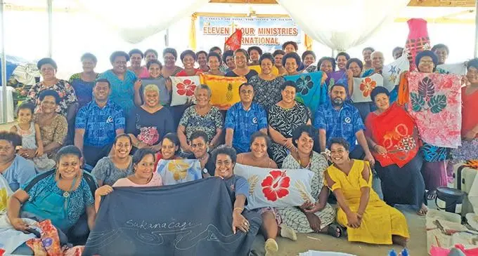 Sitting on the chair, fourth from left: Angie Rakai-Niumataiwalu and the Commissioner Western, Mesake Ledua (sixth from left ) with the women in the Western Division after the conclusion of the three-day workshop in Lautoka on March 20, 2021. Photo: Nicolette Chambers