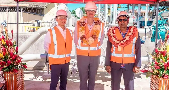From left : TotalEnergies Fiji managing director Dennis-Michael Cuaycong, Oceania and South East Asia vice president Aimeric Ramadier, Permanent Secretary for Ministry of Economy Shiri Gounder, Photo: Supplied