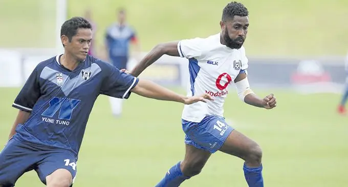 Lautoka's Samuela Drudru, right, attacks against Marist FC in their OFC clash. Photo: OFC
