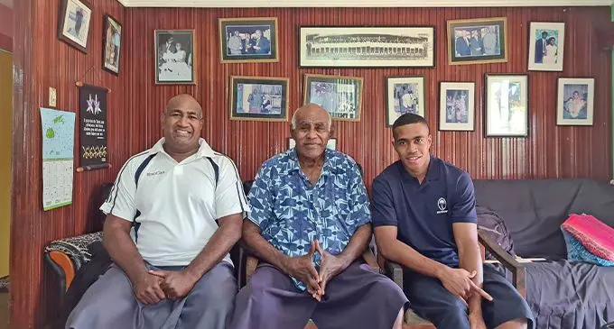 From left: Three generations of Tuisese (from left) Ratu Ilaitia Tuisese Jnr, Ratu Ilaitia Tuisese Snr and Aisea Tuisese in the family home in Nausori. Photo: Shirley Tuisese