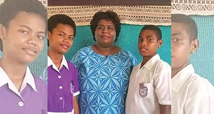 From left: Nasavusavu District School head girl Adi Mere Pickering, assistant head teacher Kaliti Cirikiwai and head boy Ulaiasi Matia during the prefect induction in Savusavu on May 6, 2022