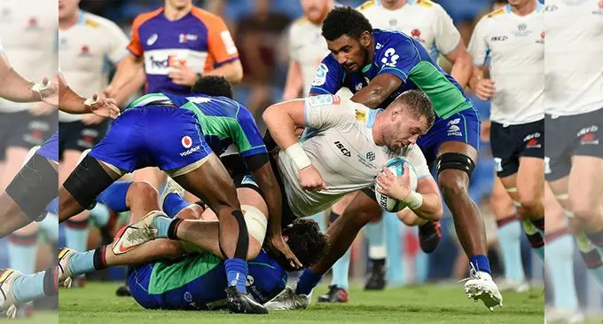 Swire Shipping Fijian Drua lock Isoa Nasilasila in the thick of things against Waratahs at the Cbus Stadium, Gold Coast, Australia, on April 1, 2022. Photo: Fijiana Drua.