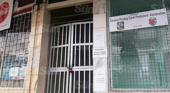 The locked Rarawai Penang Cane Producers Association office in Ba on August 16,2021. Photo: Salote Qalubau