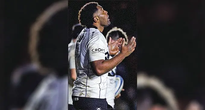 Burly No.8 Viliame Mata after scoring a try in his debut match for Bristol Bears in the Gallagher Premiership clash against Harlequins on November 30, 2024. Mata and Kalaveti Ravouvou scored a try each in their 48-24 win at The Stoop.  Photo: Bristol Bears