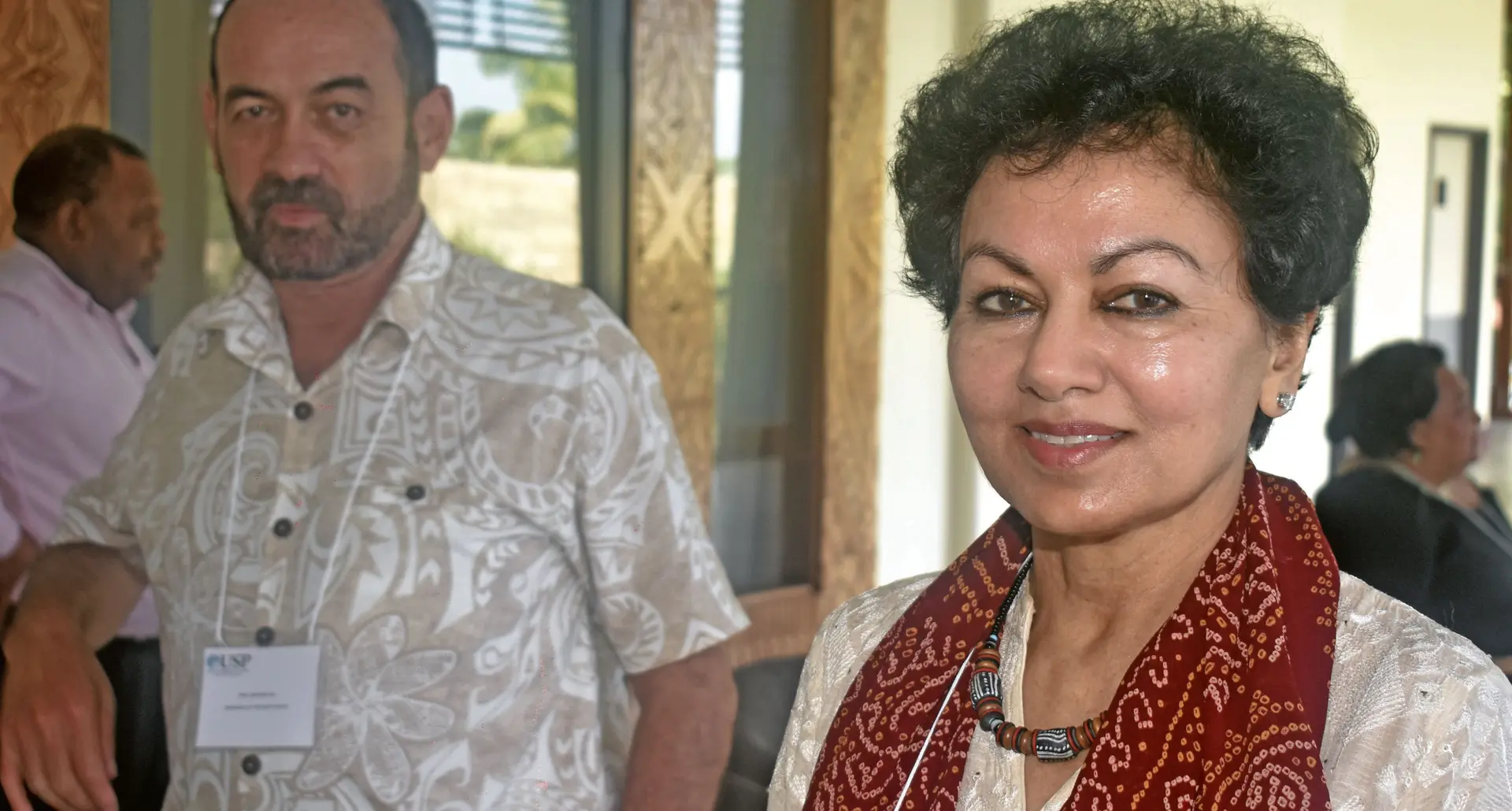 COL president/chief executive officer Professor Asha Kanwar (right) and University of the South Pacific deputy vice chancellor Professor Richard Coll at the Sofitel Fiji Resort and Spa on Denarau in Nadi on February 16, 2018. Photo: Waisea Nasokia