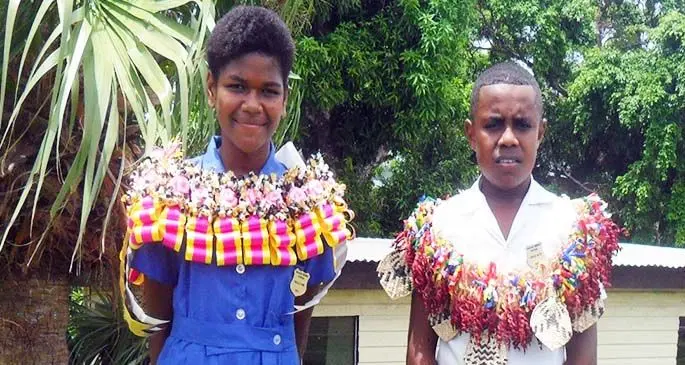 Namara District School head girl Amalaini Marama and head boy Luke Molikeve Vuibau.