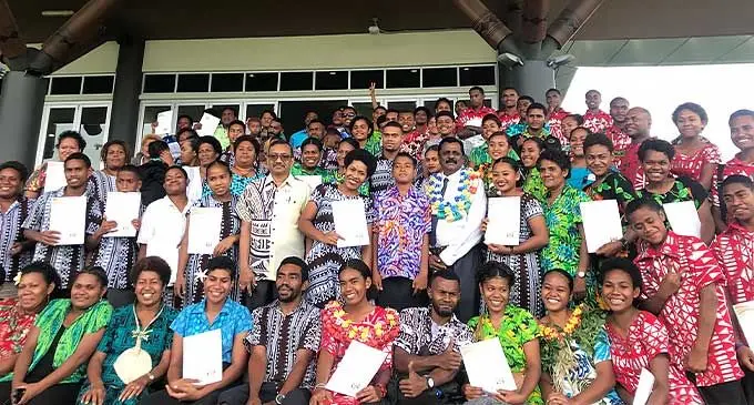 Minister for Youth and Sports, Parveen Bala with Awardees of Duke of Edinburgh international programme at Albert Park, Suva on October 5, 2022. Photo: Jone Salusalu