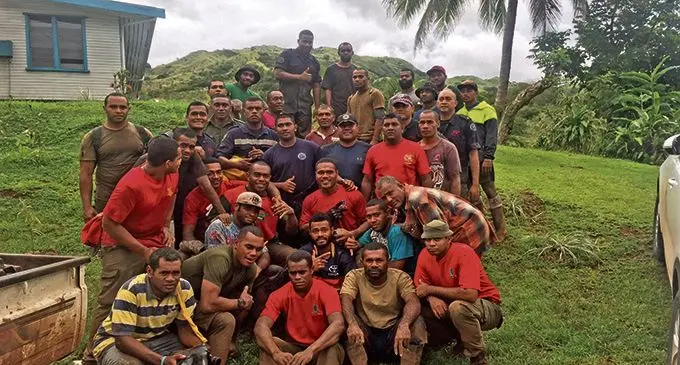 The search and rescue team of the Fiji Police Force, Republic of Fiji Military Forces, National Fire Authoity and some villagers in Labasa. Photo: Fiji Rescue Co-ordination Centre 
