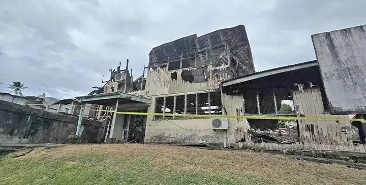 The remains of the old Suva Maternity Unit opposite the Colonial War Memorial Hospital mortuary, after it was destroyed by fire in Suva.